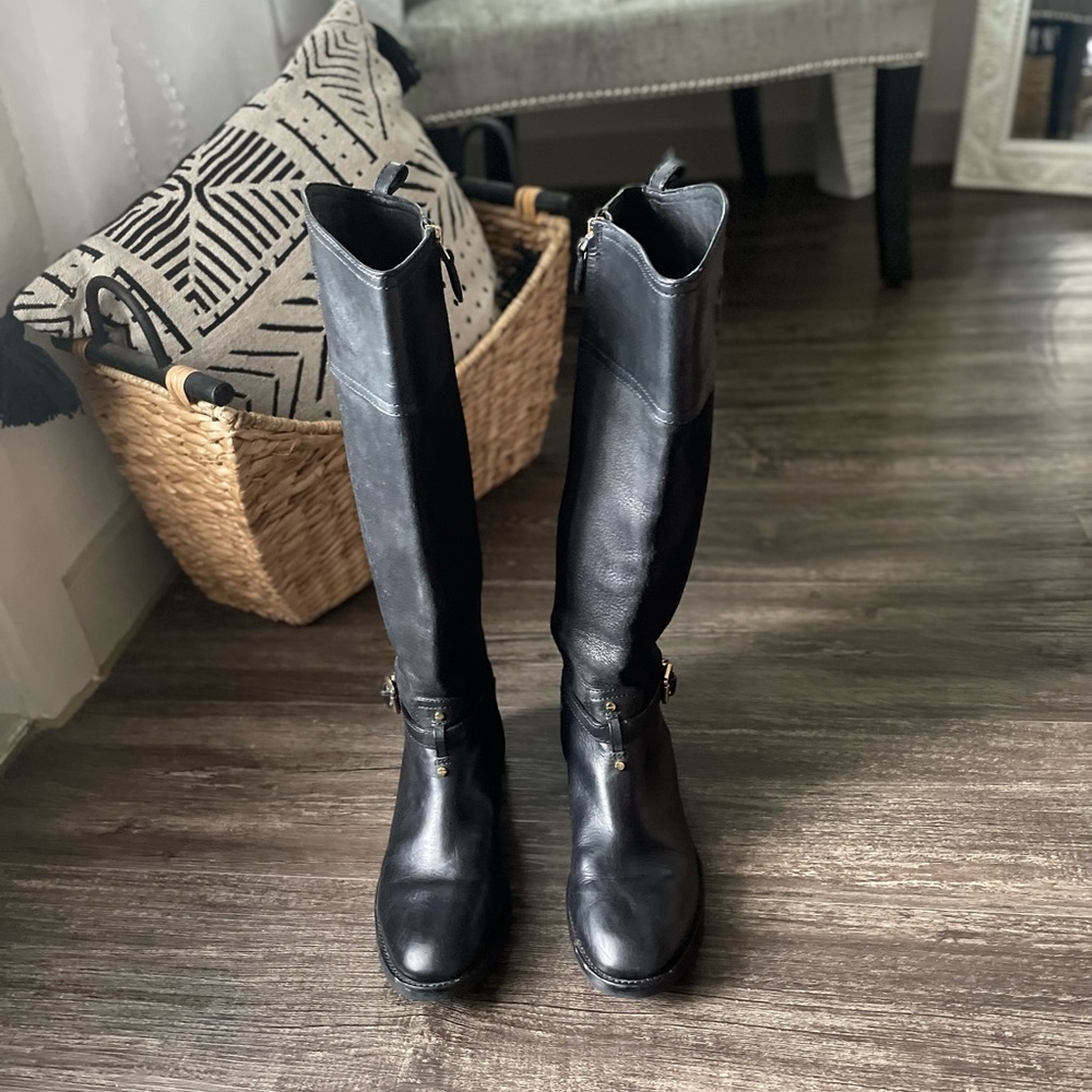 Tory Burch Black Leather Riding Boots Size 6.5
